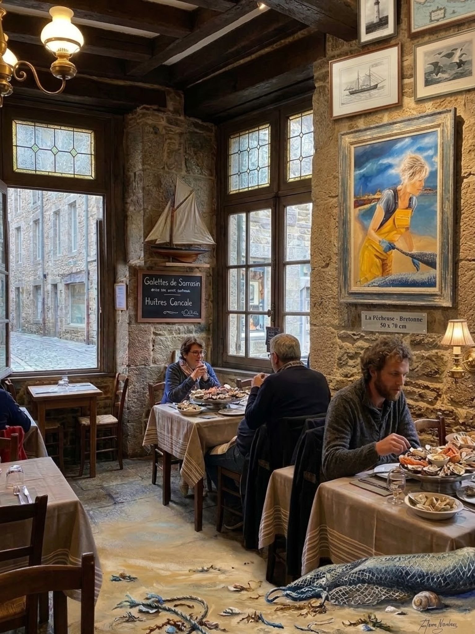 mise en situation dans un restaurant de la pecheuse malouine