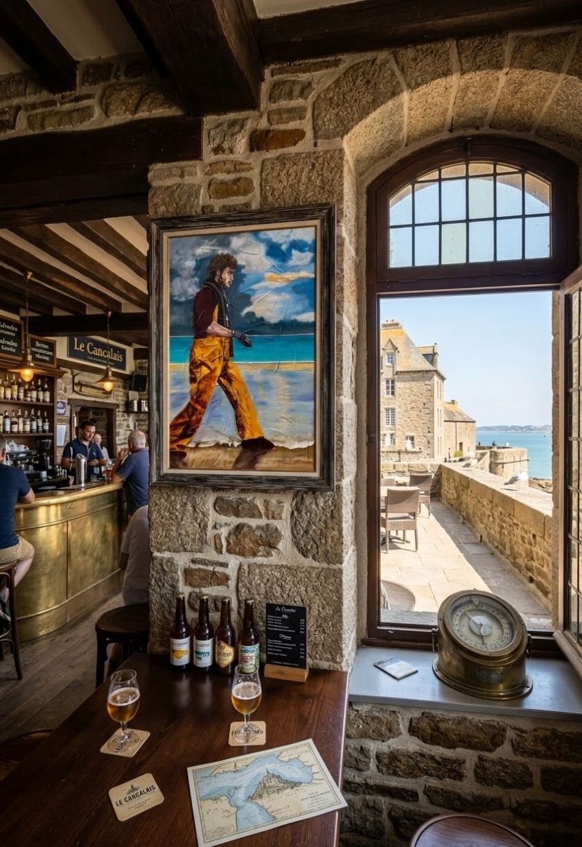 tableau deco bar marin en ciré fond mer